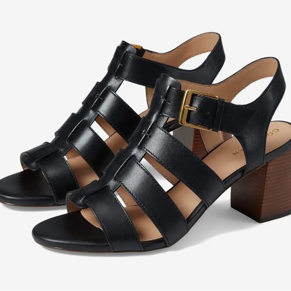 Cole Haan Size 8 Black Leather Josie Fisherman Sandals New in box.